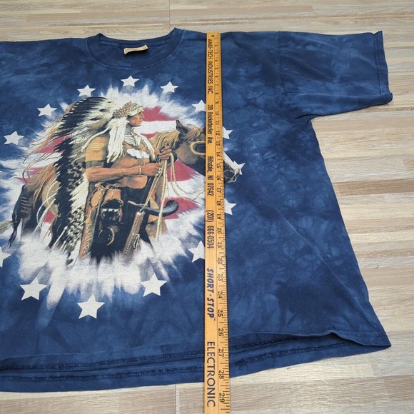 The Mountain Native American On Horse USA Tie Dye T-Shirt Mens XL/XXL, 90's - Picture 5 of 7